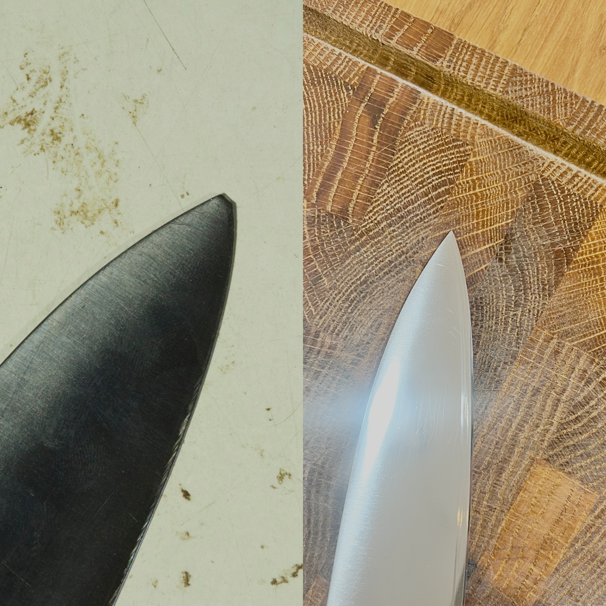 kitchen knife before and after tip repair