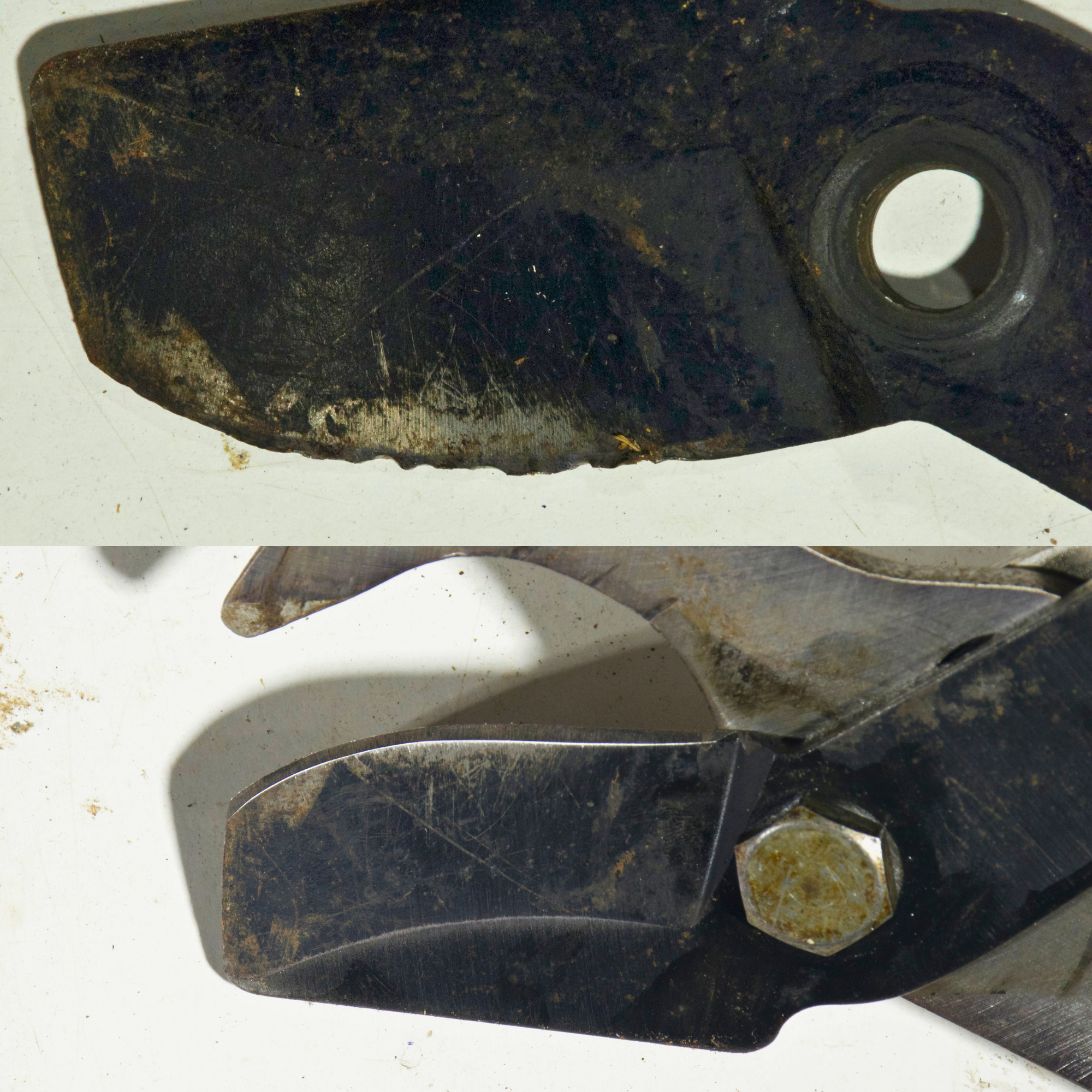 garden loppers before and after blade repair and sharpening