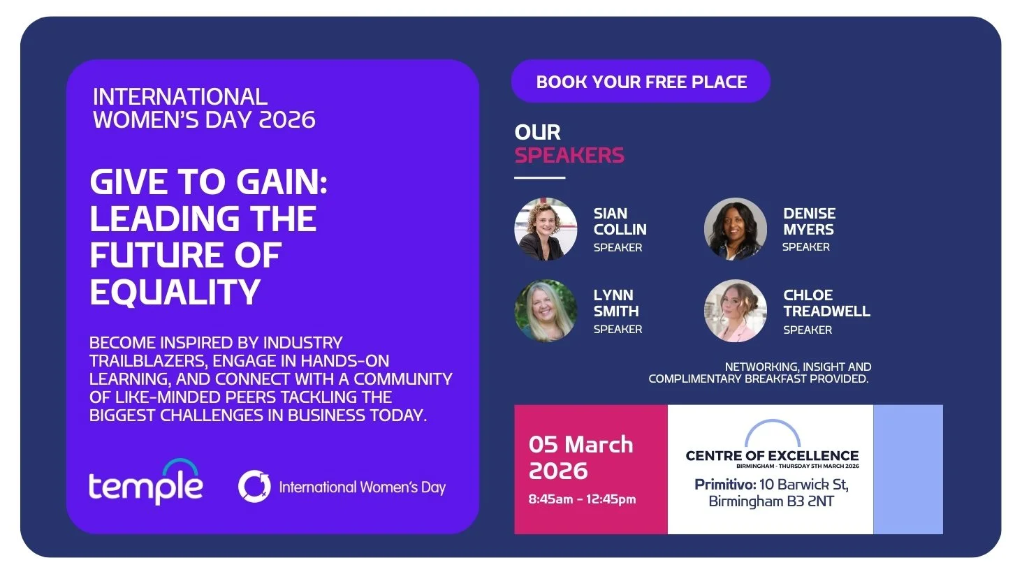 IWD 2026 Birmingham Event | Give to Gain | Temple Management — Temple QMS