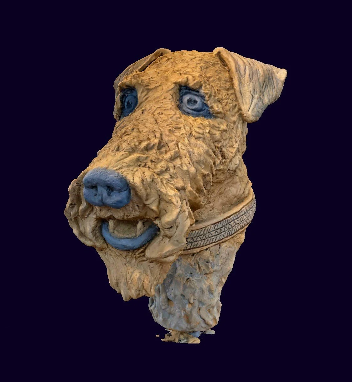 Airedale Portrait (Clay, Stoneware)