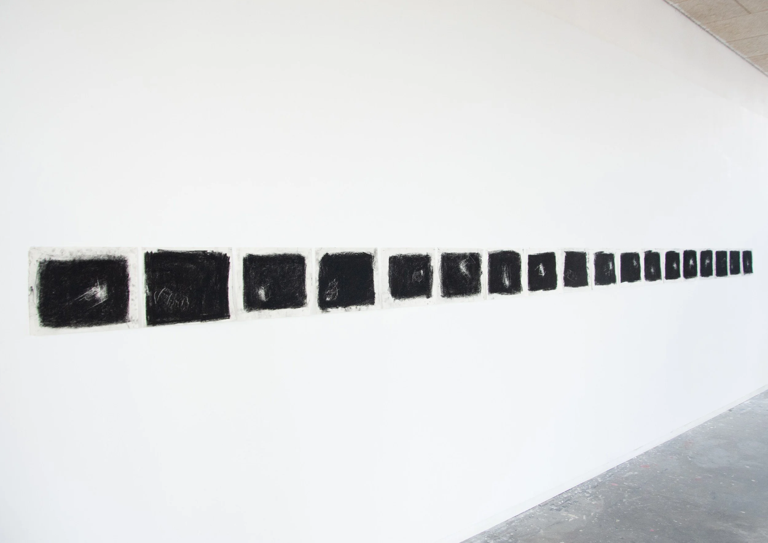 The House Is Black, 2023. Charcoal on paper, A3, series of 20.