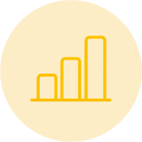 An icon of a bar chart with a lighter circular background