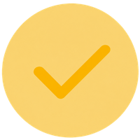 A dark yellow tick on a lighter yellow circular background.