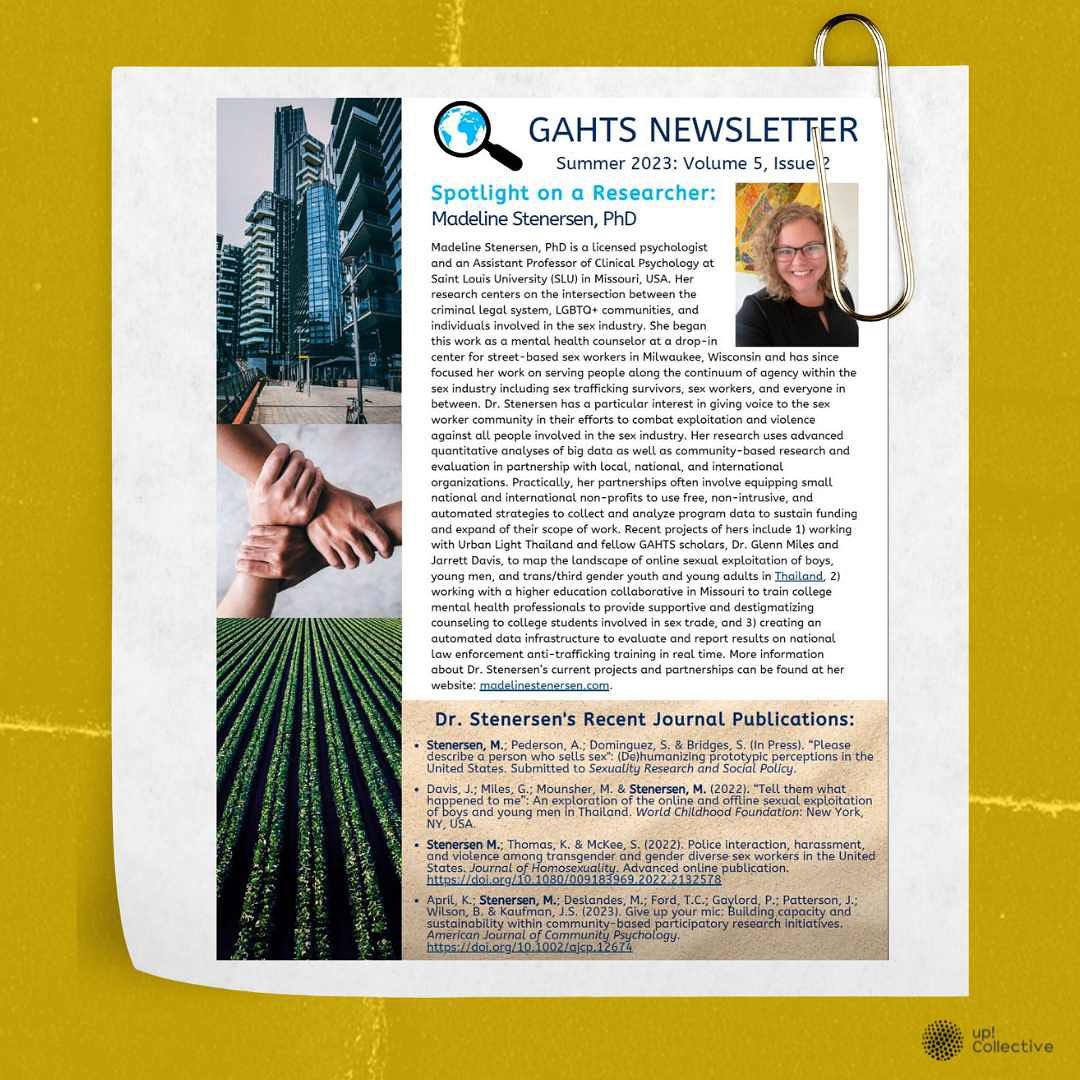 @madelinestenersen highlighted in the newsletter for the Global Association of Human Trafficking Scholars (GAHTS) https://lnkd.in/ei5cFVYF