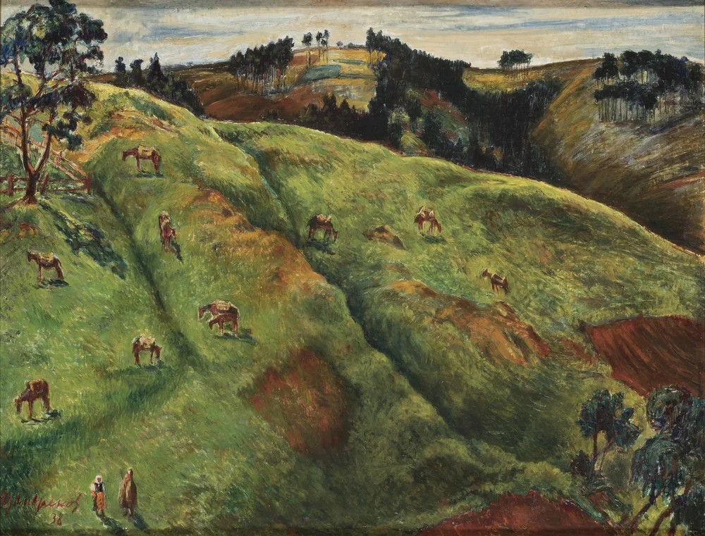 Пейзаж край Чепеларе, 1938. Маслени бои, платно, шперплат. Галерия "Филипополис" 
