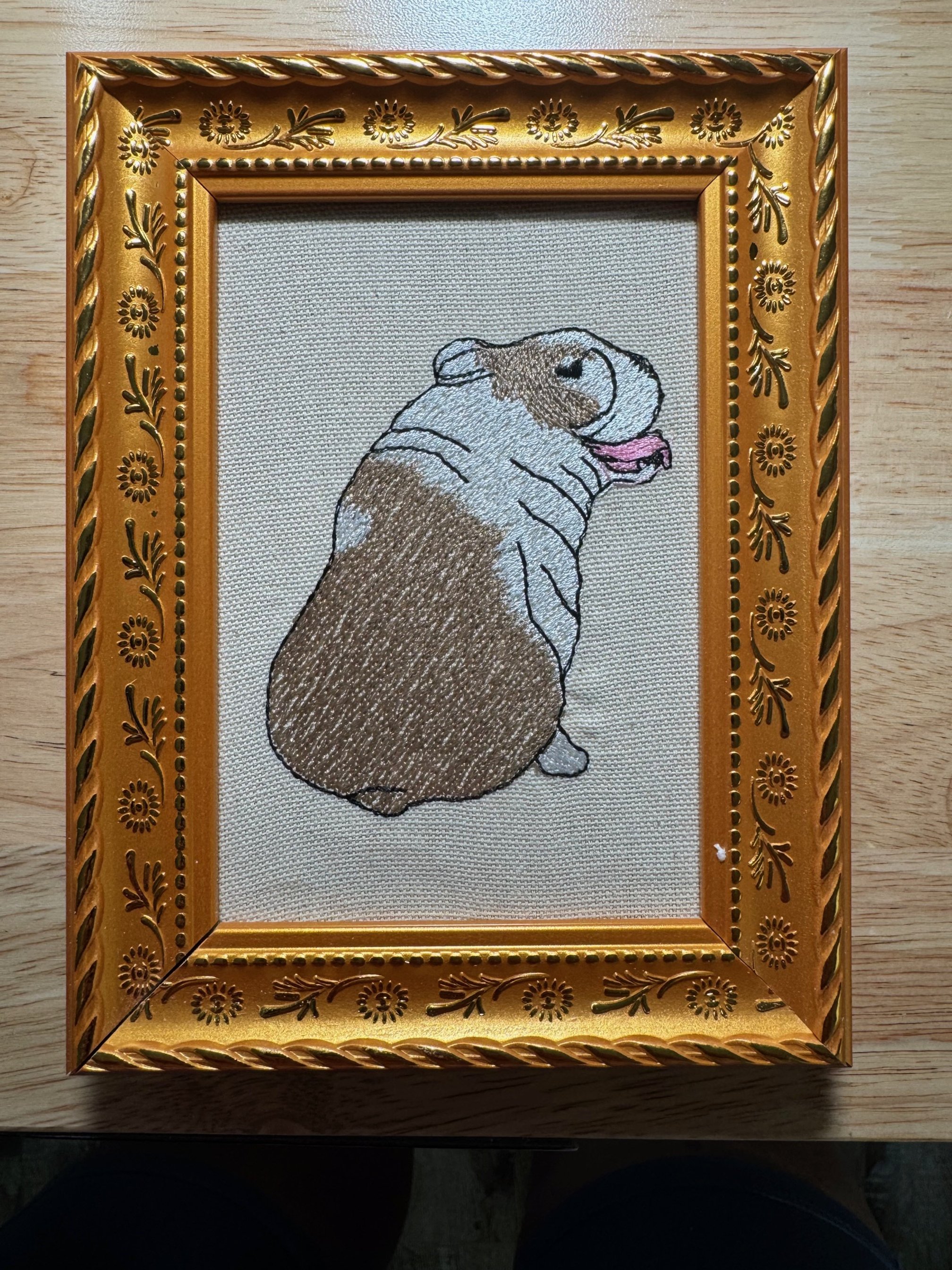 Bulldog Behind Machine Embroidered and Framed! Other Breeds Available!