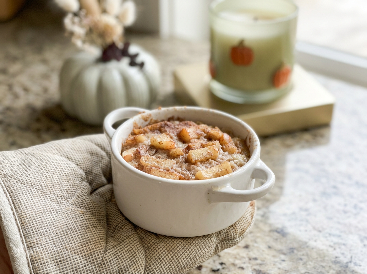 gut-friendly fall recipe, apple baked oats, low refined sugar, high fiber breakfast