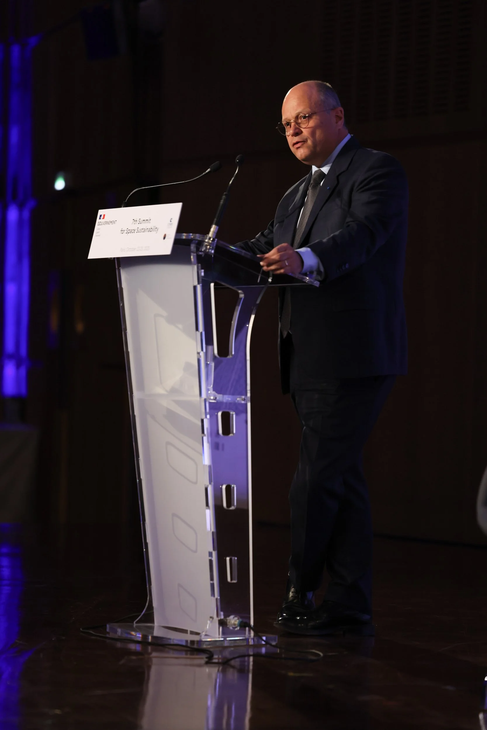 Lionel Suchet speaks at the 7th Summit in Paris, France.
