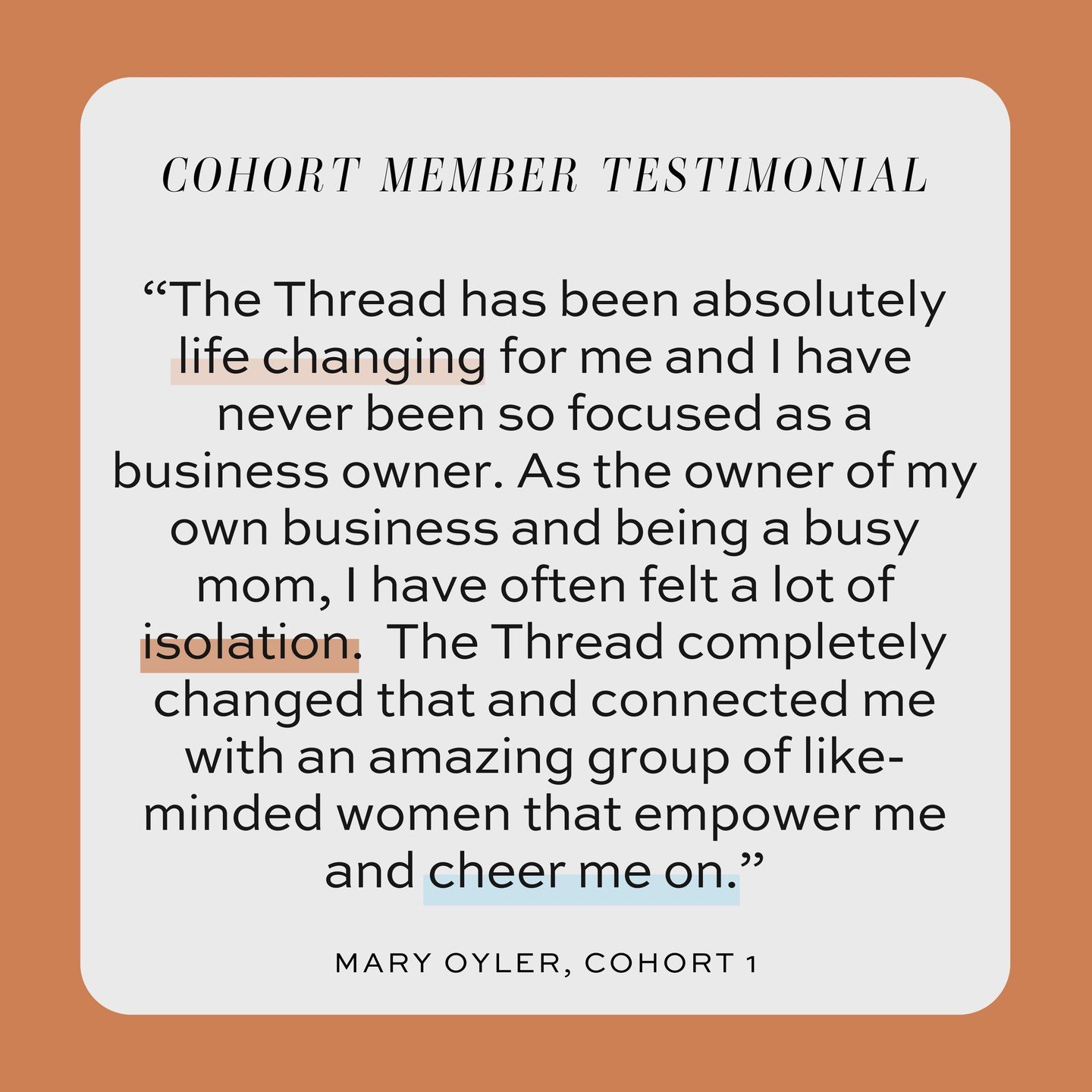 Isn't that just so beautiful? 

Mary continued by saying, &quot;They have helped me work through growing pains in my business, as well as how to maximize my skills to maintain the lifestyle and work/life balance I need. It has truly been amazing!&quo