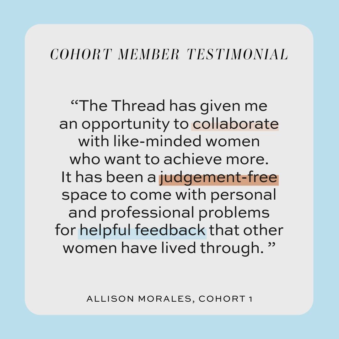 Something really powerful happens when a group of women looking to grow comes together. We're experiencing it right now in our pilot cohort and we want to invite you to join us for Cohort 2 to experience this magic for yourself.

Have questions about