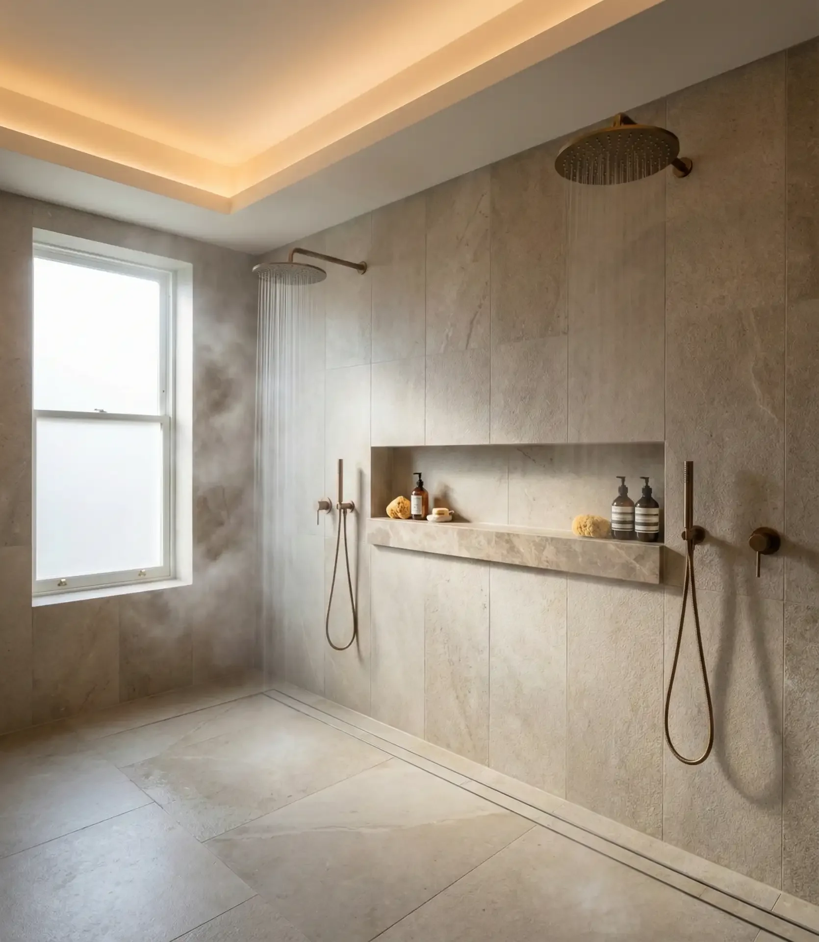 Master Bath Double Shower with Dual Controls