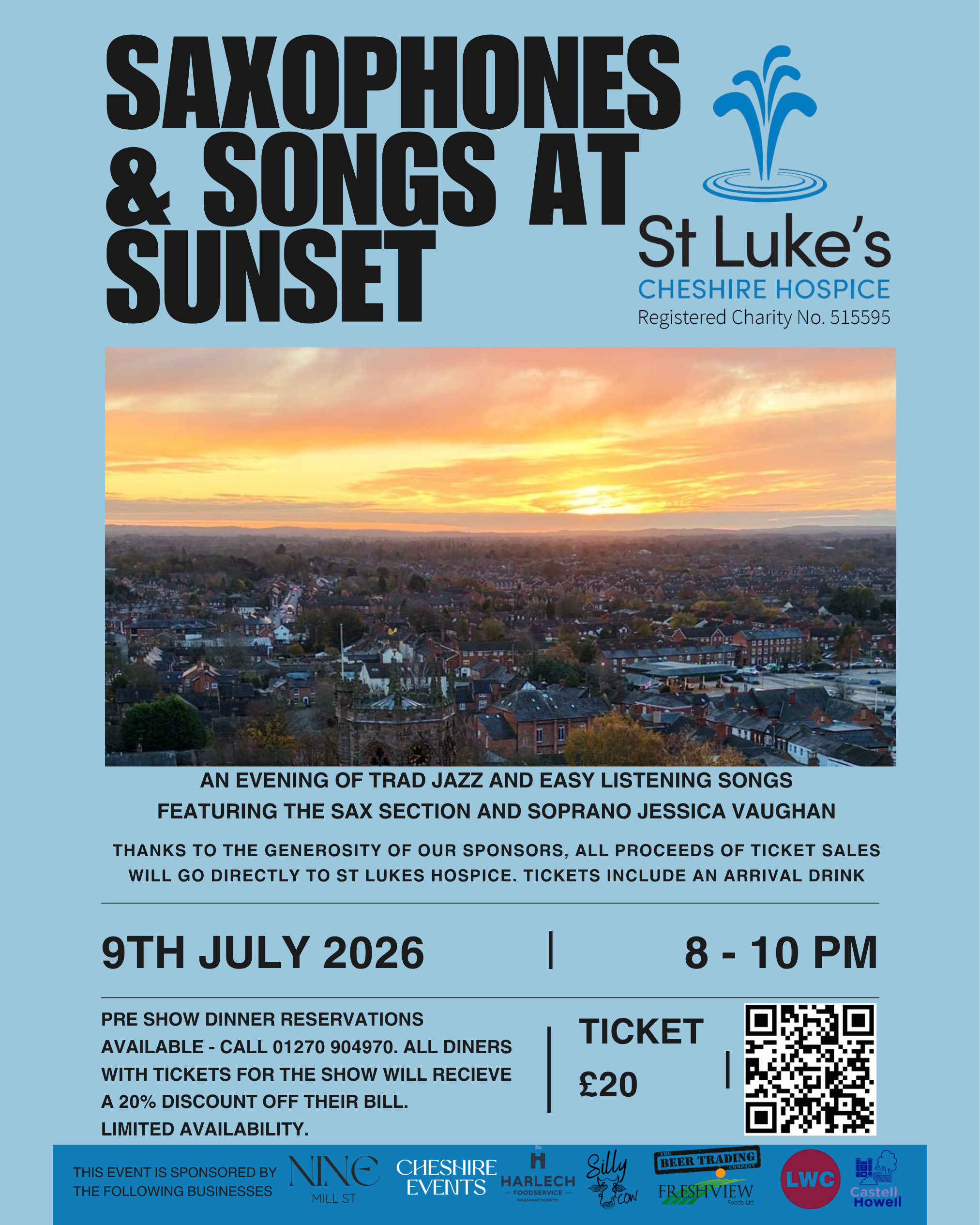 Saxophone &amp; Songs at Sunset for St Lukes Hospice