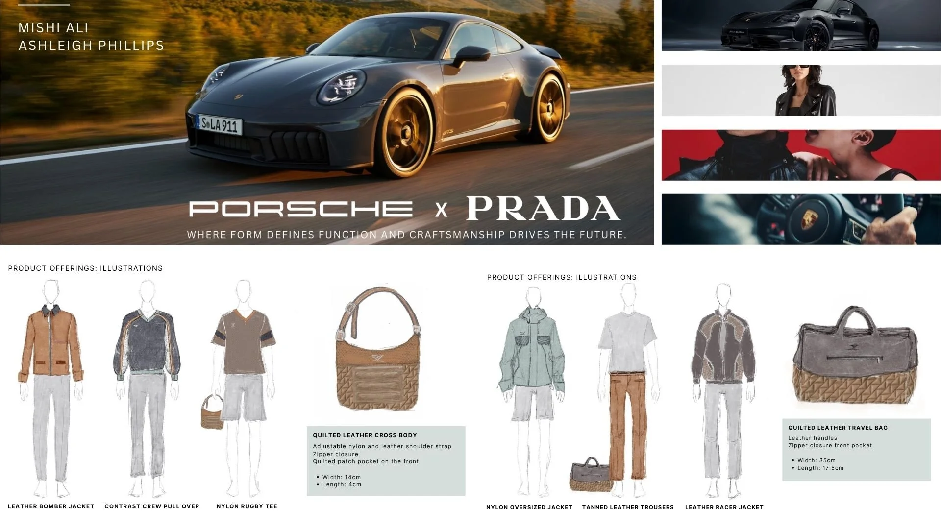 Porsche x Prada collaboration concept. Made by Mishi Ali and Ashleigh Phillips