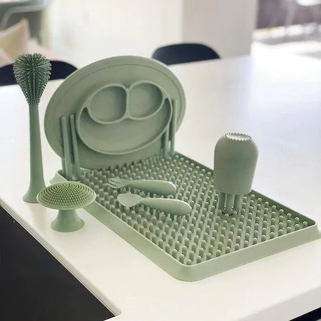 Green Plates for Baby with Child Friendly Silverware