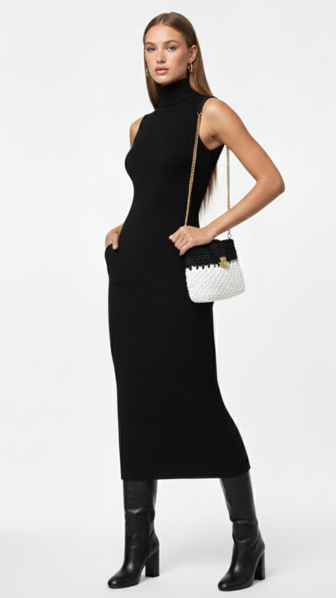 Domino | Black and White | Medium O Ring Tote Bag