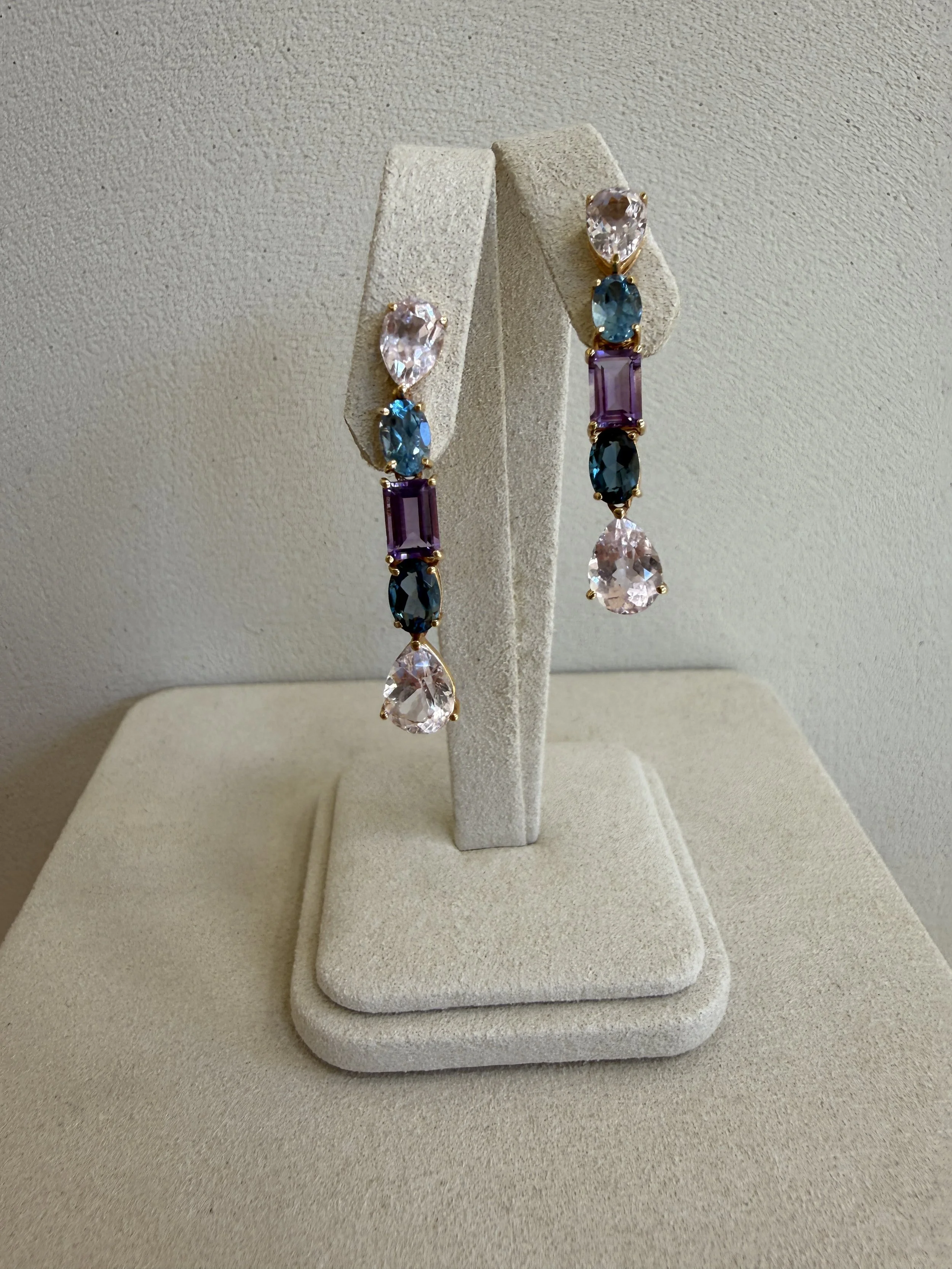 Rosegouden mulitcolor oorhangers