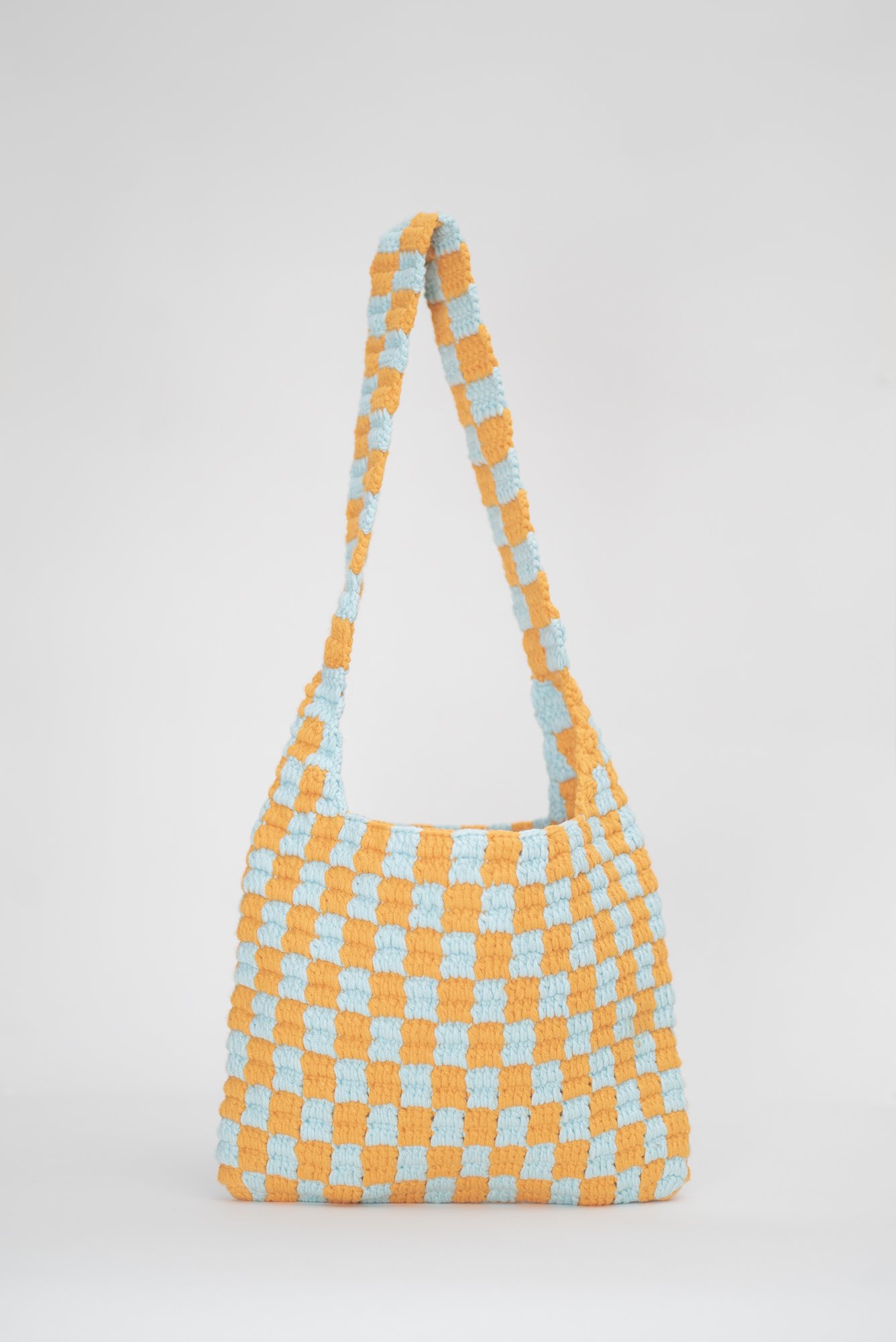 Baby Blue + Orange Checkers by Abeer