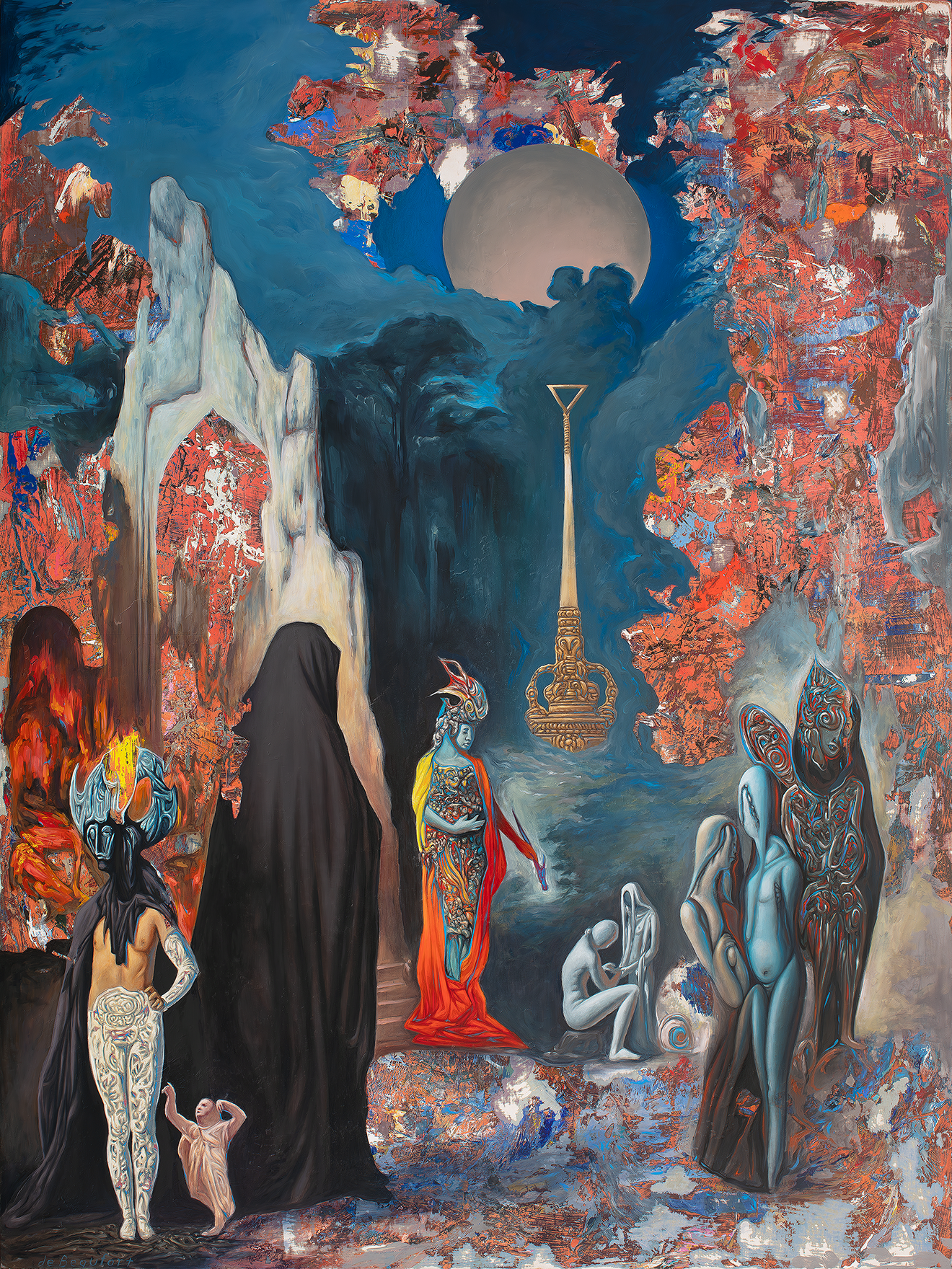Silver Apples of the Moon, 2025, oil on panel, 48" x 64"