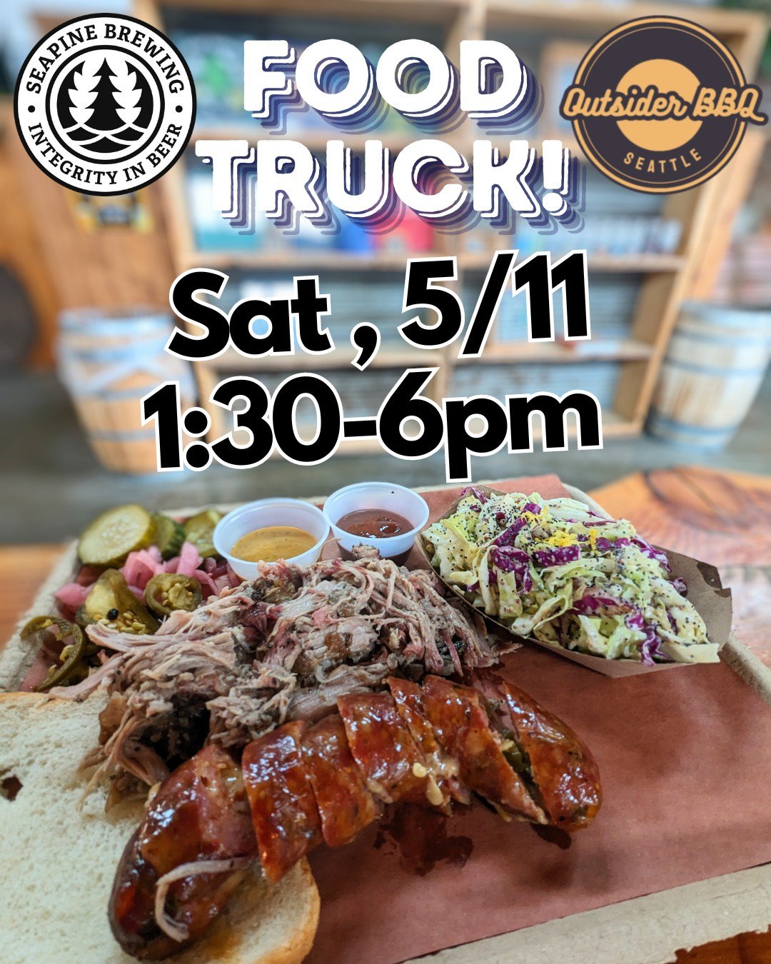 🚨Food truck this Saturday!🚨
Outsider BBQ will be serving up delicious barbeque at Seapine from 1:30-6pm on Saturday (5/11)! 
@outsider_bbq #seattlefoodtruck #seattlefoodtrucks #seattlefood #seattlebreweries #seattlebeer