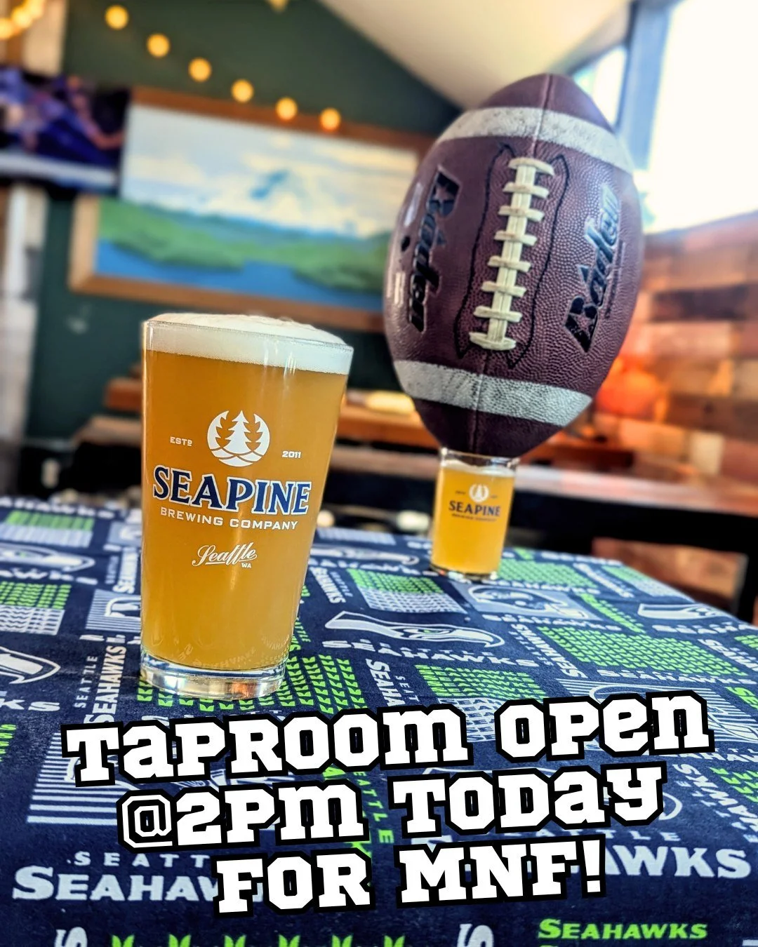 Opening early today at 2pm for Monday Night Football! Let's go Seahawks! 🏈🍺
#seahawks #seattle #seattleseahawks #seattlebeer #seattlecraftbeer #seahawksnation