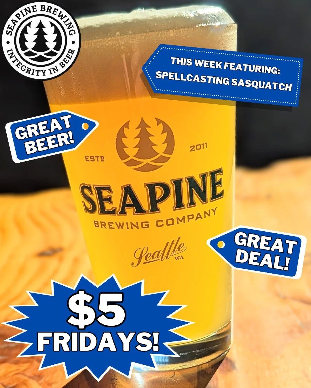 Happy Halloween! Spookify your Friday with $5 pints of Spellcasting Sasquatch IPA!
#seattlebeer #seattlebrewery #hazyipa  #craftbeerlife #wacraftbeer