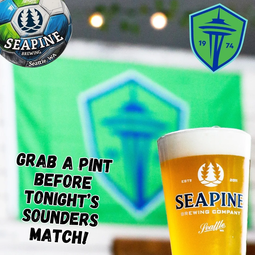 Sounders fans! Stop in for a pint on your way to tonight's match! 
🟢🔵🍻#sounders #soundersmatchday #ebfg #seapinebrewing #seattlebeer