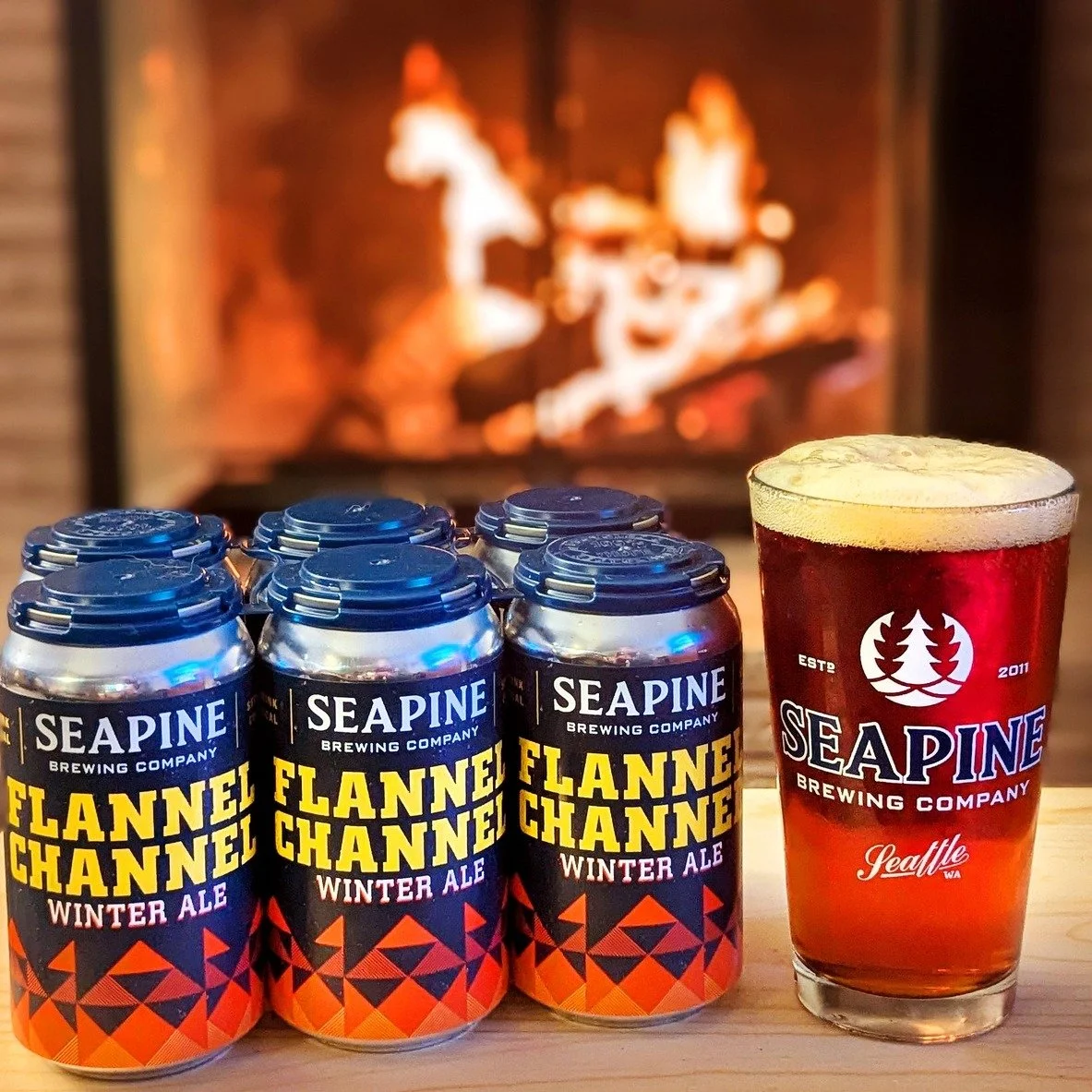Flannel Channel season is well &amp; truly here! Our copper-colored malty winter ale is brewed with cascade hops for a crisp bitter finish. The perfect pint for a grey November evening! 🍻#seattlebeer #winterale #seapinebrewing #wacraftbeer