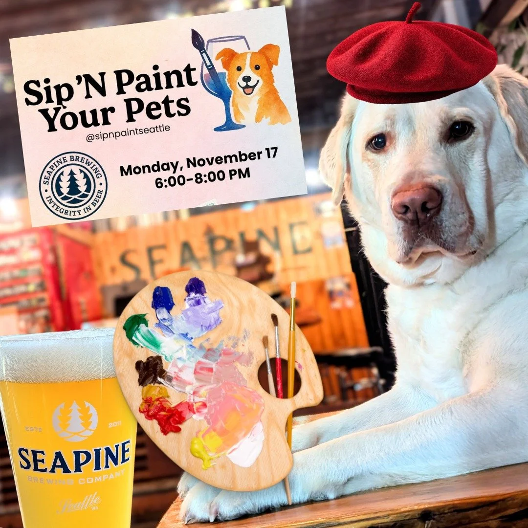 Sip 'n Paint your 🐶 Monday, Nov. 17 6-8pm at Seapine! Get your tickets now! @sipnpaintseattle
