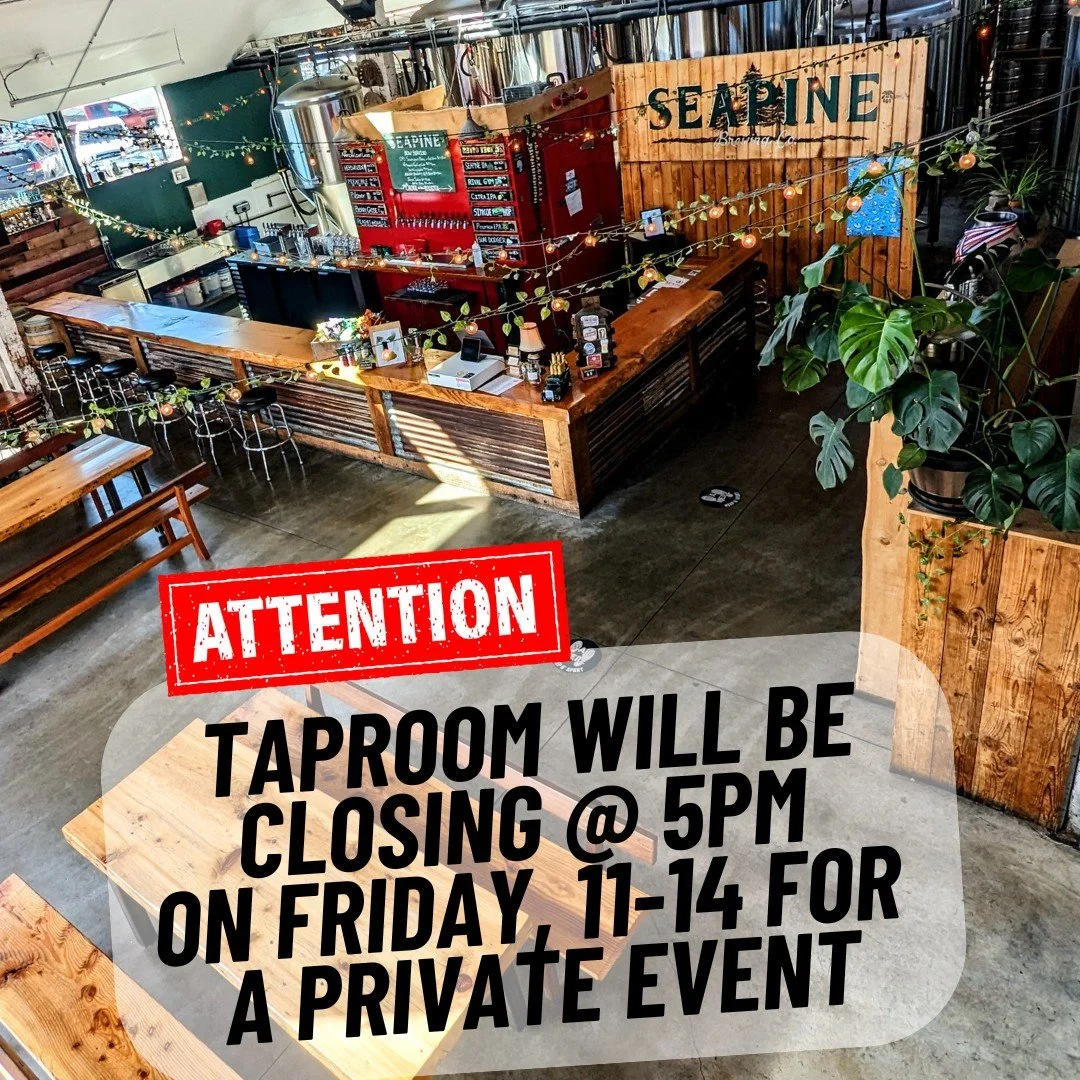 Our taproom will be closing early @ 5pm on Friday (Nov 14) for a private event. Back to regular hours on Saturday!