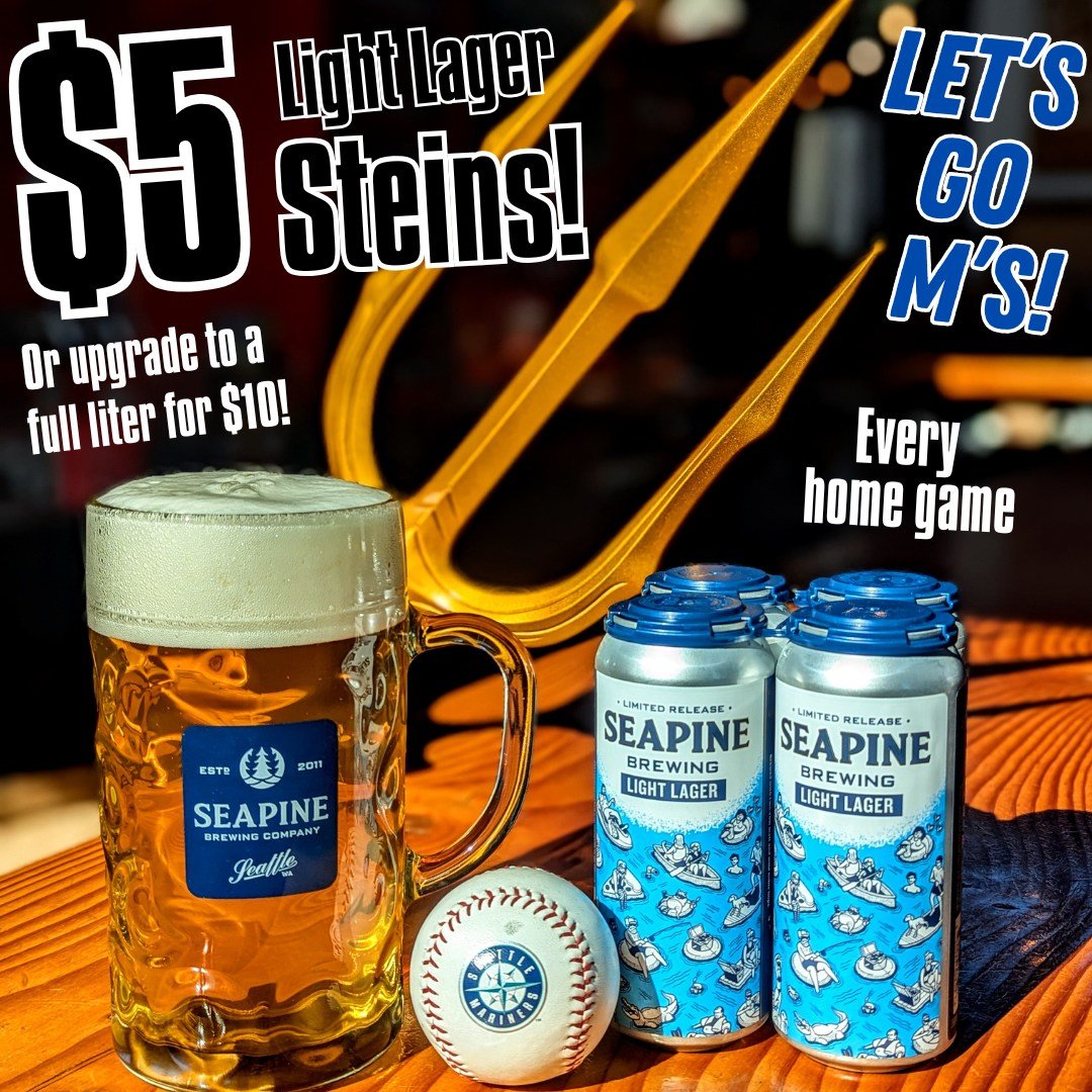 $5 steins of light lager all day! ⚾🍺
#mariners #seattle #seattlebeer #seattlebrewery