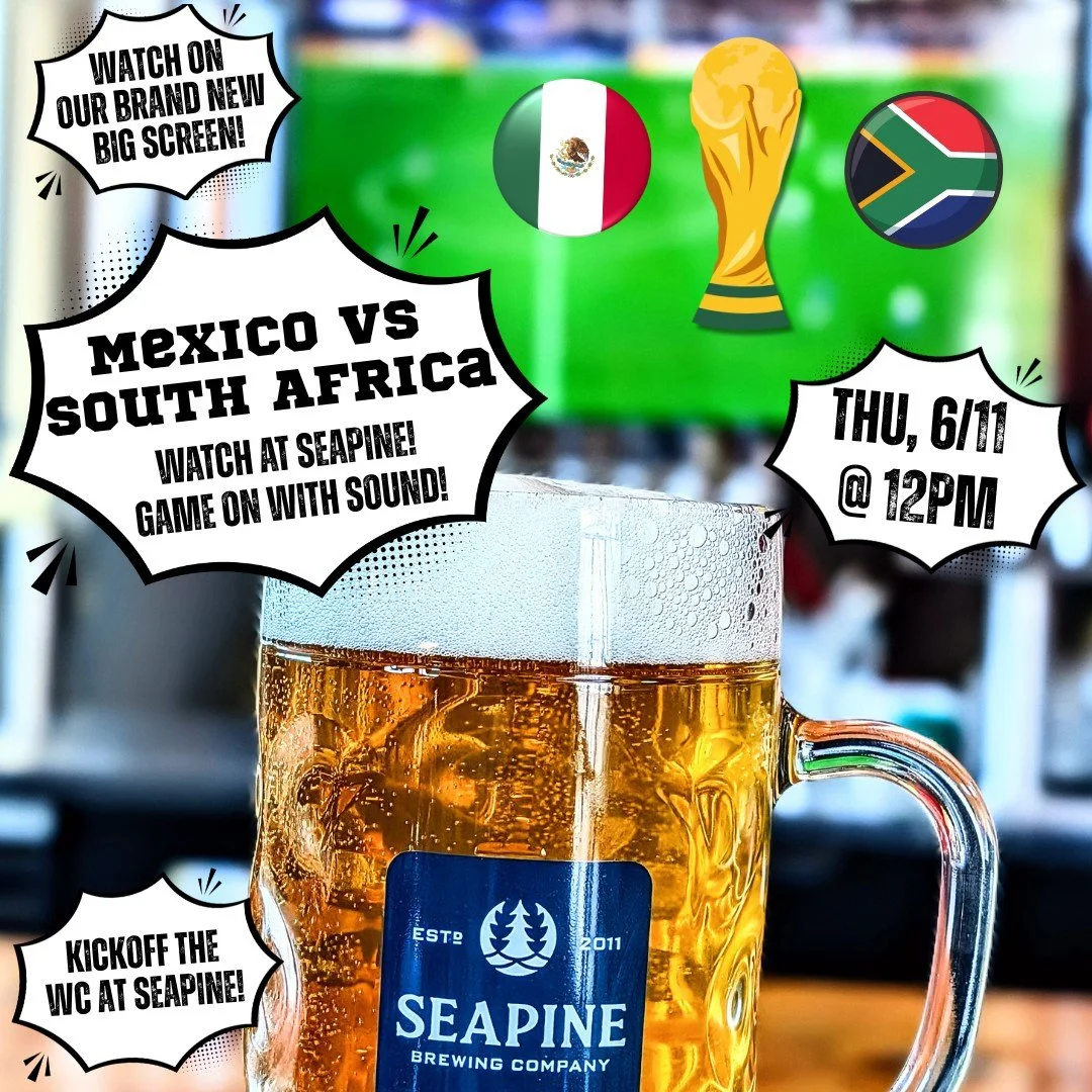 Watch the first game of the tournament at Seapine!
Our taproom will open @ 11:45 am on Thursday &amp; we'll have the game on our new big screen with full surround sound! Kickoff the summer of soccer at Seapine!⚽🍻
#seattle #worldcup2026 #worldcup #se