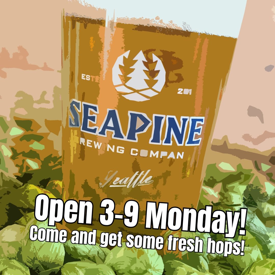 Open 3-9 today! And we've got plenty of fresh hops in the taproom:
Citra IPA &amp; Mosaic IPA on tap and in 4-packs, plus we've got a few Centennial cans left: get 'em while they're still here! 🍺 #seattlecraftbeer