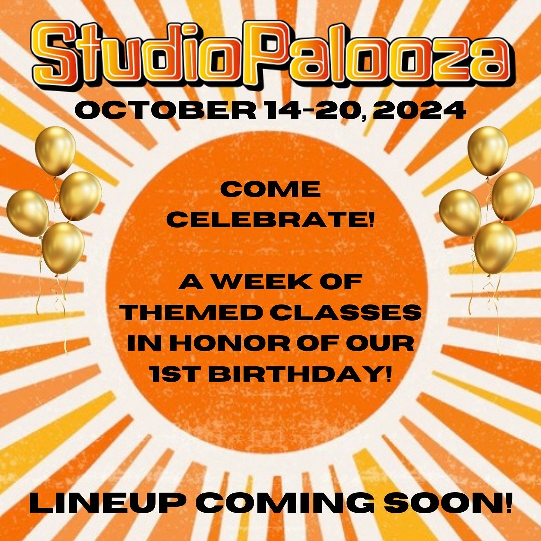 TIME FLIES WHEN YOU&rsquo;RE HAVING FUN 🎉 In just a few short weeks, The Studio is turning ONE and we are celebrating music festival style with a FULL WEEK of themed classes. Stay tuned for more details and the official lineup, but in the meantime, 