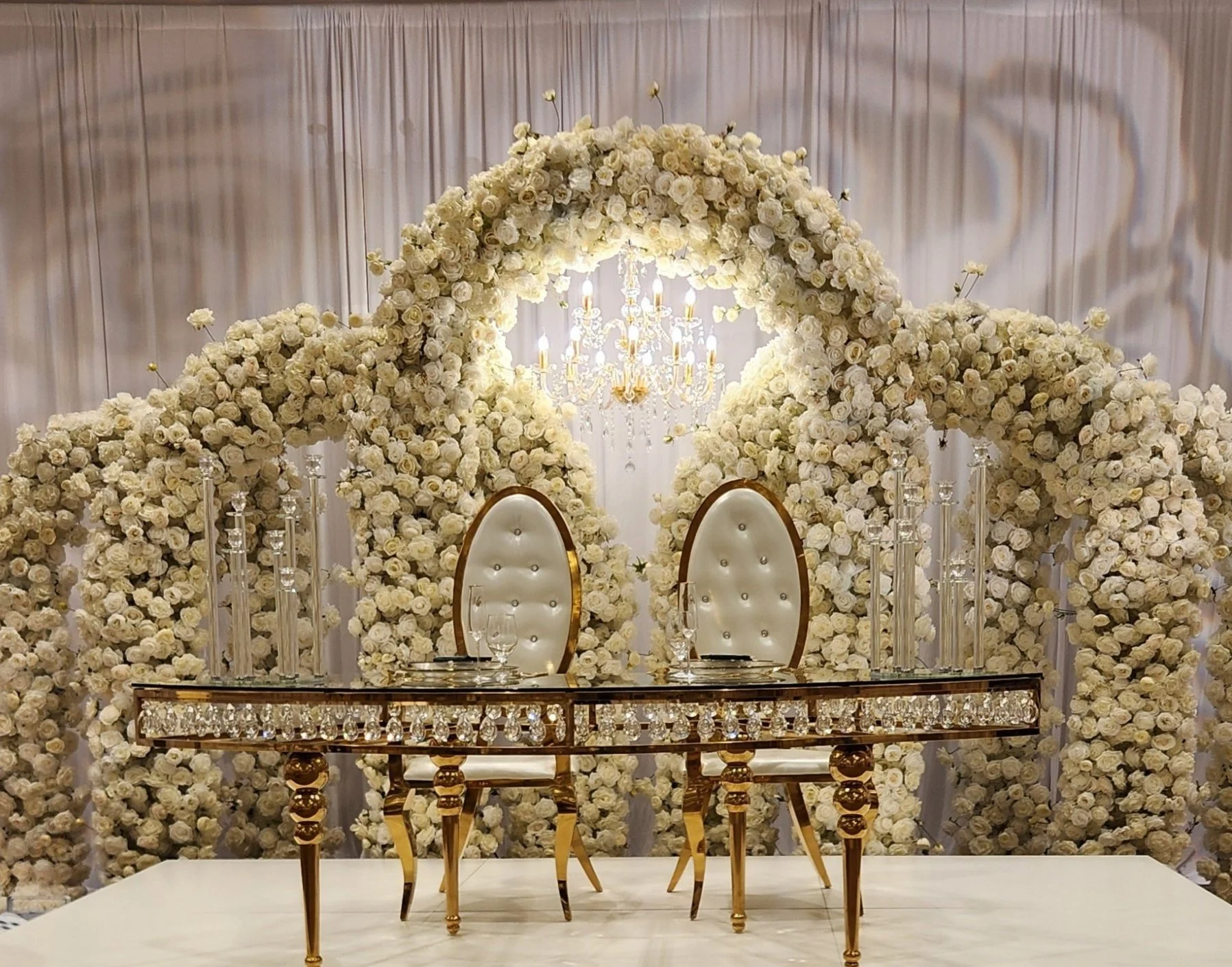  Elegant Wedding Reception Sweetheart Table Decor Designed and Executed by  Orlando Elite Decor  