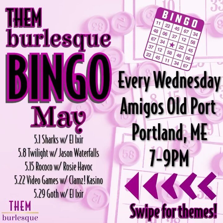 Posted @withregram &bull; @them.burlesque Bingo! Bingo! Get your daubers out! Bingo, bingo! Don&rsquo;t forget to shout!

Join us every Wednesday with our rotating hosts at @amigosoldport for Bingo! Fun! Prizes! Burlesque! Drag! Don&rsquo;t miss out,