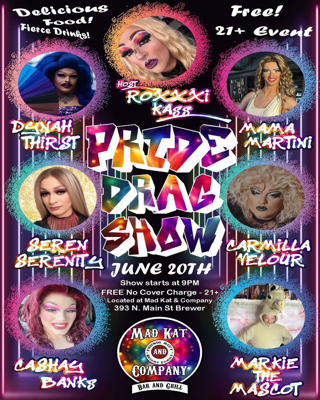 Posted @withregram &bull; @serenserenity_ Are you ready for another Mad Kad Pride show?? I know I am! Come out to celebrate Pride and see this fierce lineup! Performances from Dynah Thirst, Mama Martini, Seren Serenity, Carmilla Velour, The Cashay Ba