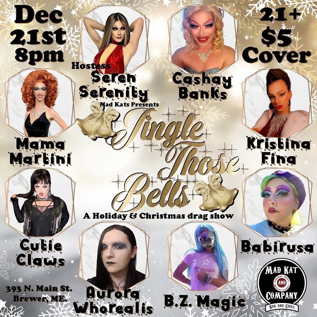Posted @withregram &bull; @serenserenity_ Can you hear the bells jingle-jangle? They&rsquo;re coming from Mad Kats! Come out for a Holiday &amp; Christmas Drag show on Dec 21st at 8pm. $5 cover charge, 21+.
A night full of festive cheer! With perform