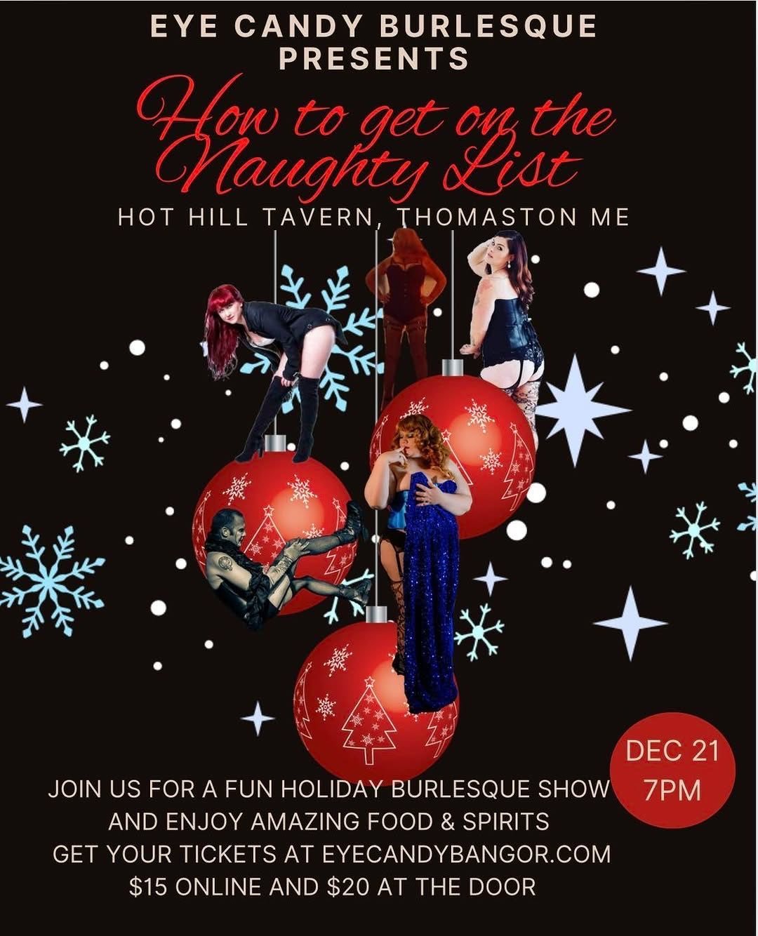 Posted @withregram &bull; @eye_candy_dance_bangor We are bringing back one of our most popular shows to Hot Hill Tavern! Last year we sold out in searsport with our holiday burlesque and then the next weekend in thomaston. We tell you that, bc you'll