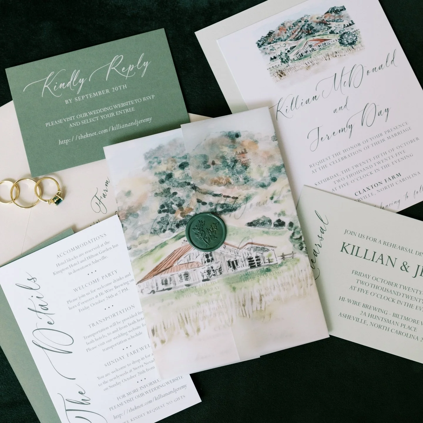 Kicking off the year with one of our favorite custom invitation suites from 2025 🍂

Inspired by the surrounding landscape and a rich fall color story, this suite features a hand-painted watercolor on the main invitation, thoughtfully layered with co
