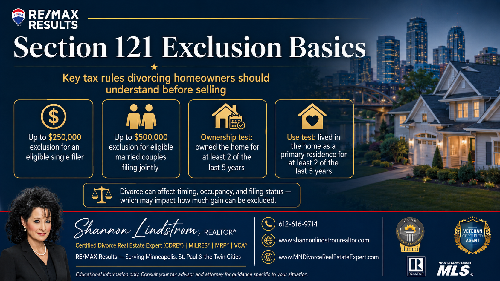 Capital Gains Tax and the Section 121 Exclusion: What Divorcing Homeowners in Minneapolis–St. Paul Need to Know Before They Sell