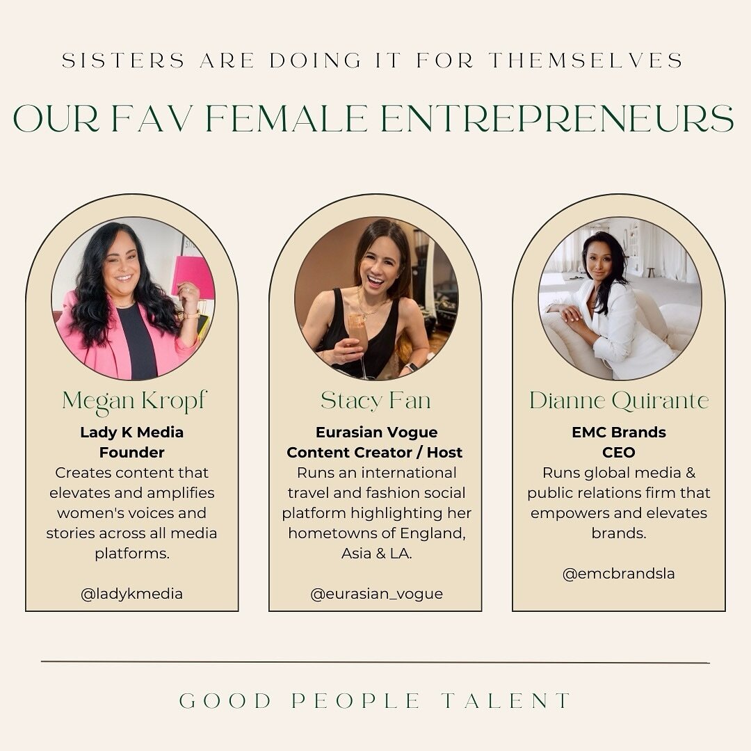 in this installment of @goodpeopletalent&rsquo;s favorite female entrepreneurs&hellip;meet @ladykmedia, @eurasian_vogue and @theladydianne! ✨