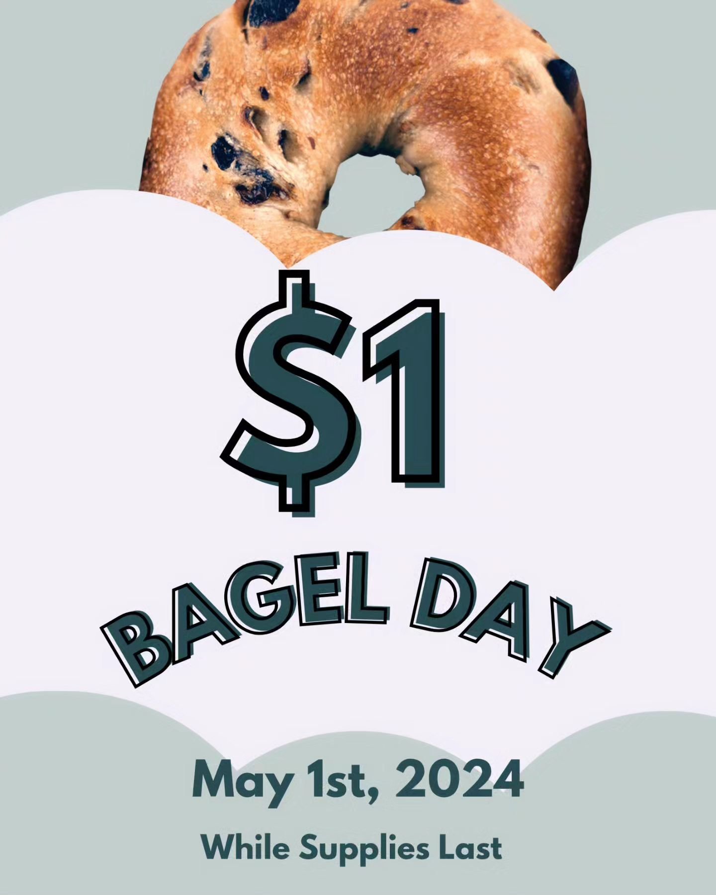Today is $1 Bagel Day!! Come in and grab a coffee with your bagel! Open today 8 to 5!