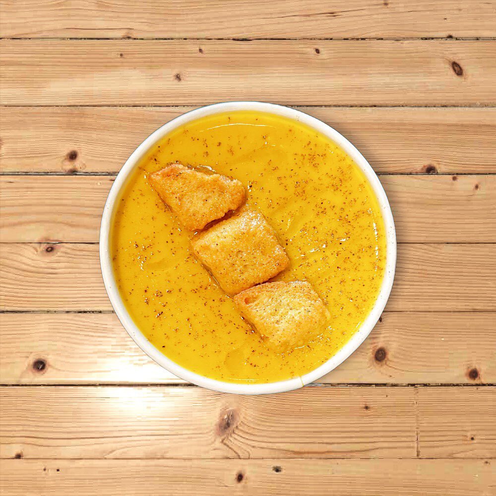 Hi Denver! Today and this weekend we will be making our vegan butternut squash soup every morning. We chop up fresh butternut squash, carrot, celery, and onion and cook it down with our homemade organic vegetable stock. We blend it all with some saut