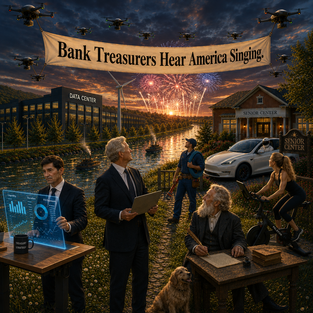 BANK TREASURERS HEAR AMERICA SINGING