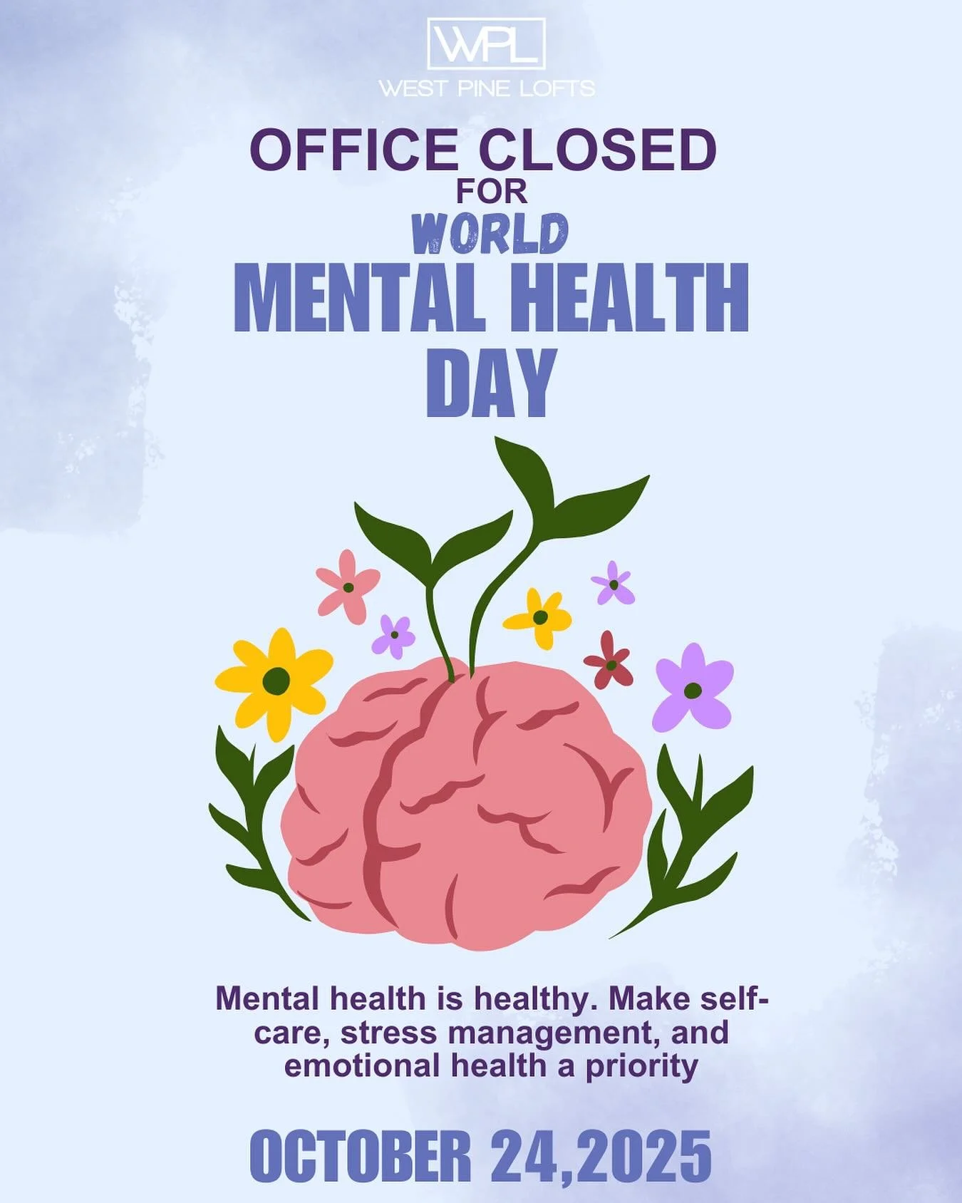 We are CLOSED for Mental Health Day 🧘🧠
Take a break and prioritize your mental health for a day. A healthy mindset is very important for not just your mind, but your body aswell. So let’s take a moment to treat ourselves to something positiv