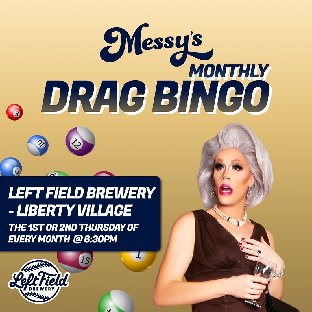 Messy is back @leftfieldbrewery for Bingo.  Our next show is Thursday, April 11 at 6:30pm. Come play bingo and enjoy some drag performances.  Your ticket will include a bingo card for every round with your chance to win some great prizes. 

#dragbing