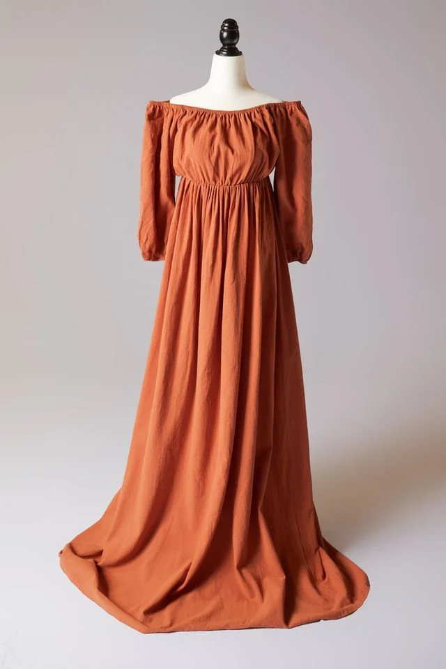 Burnt Orange Boho Button Dress