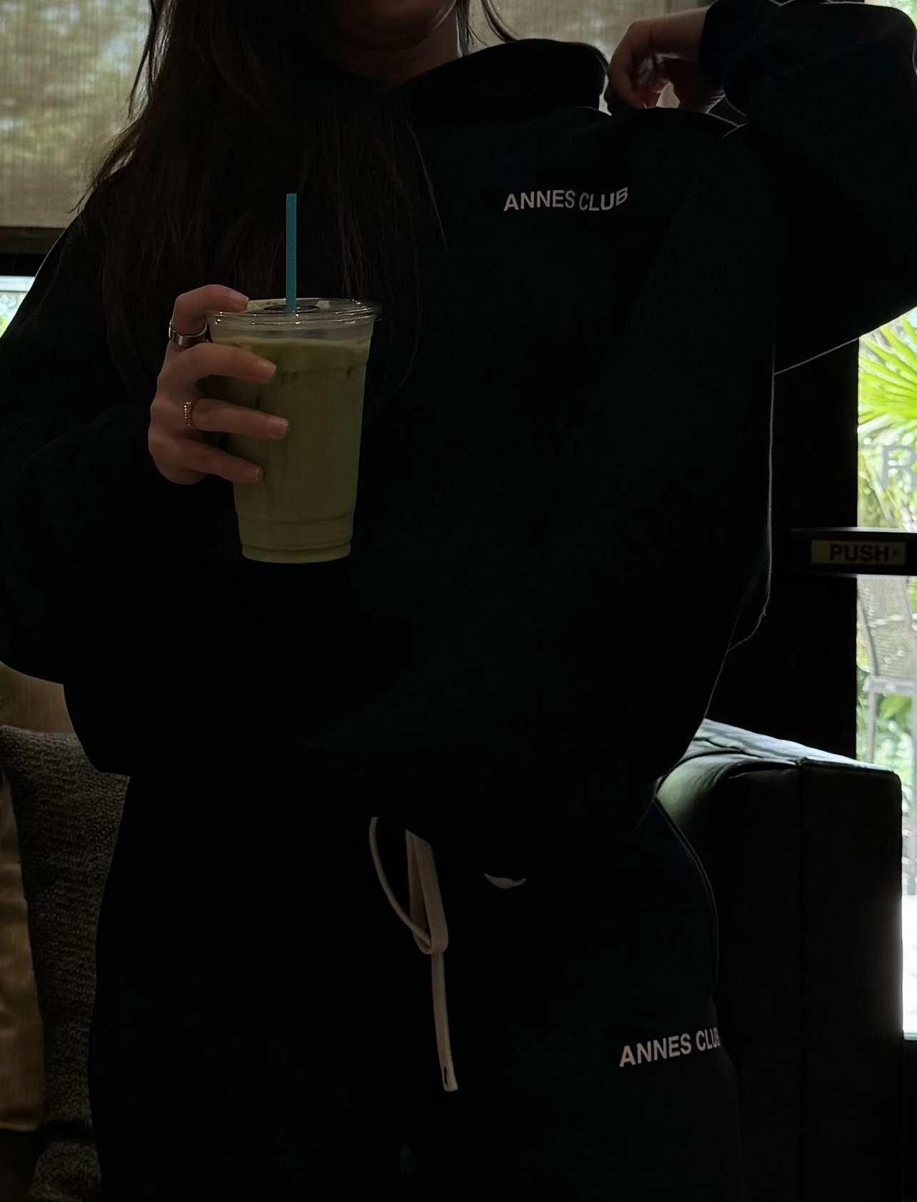 annes club black hoodie.