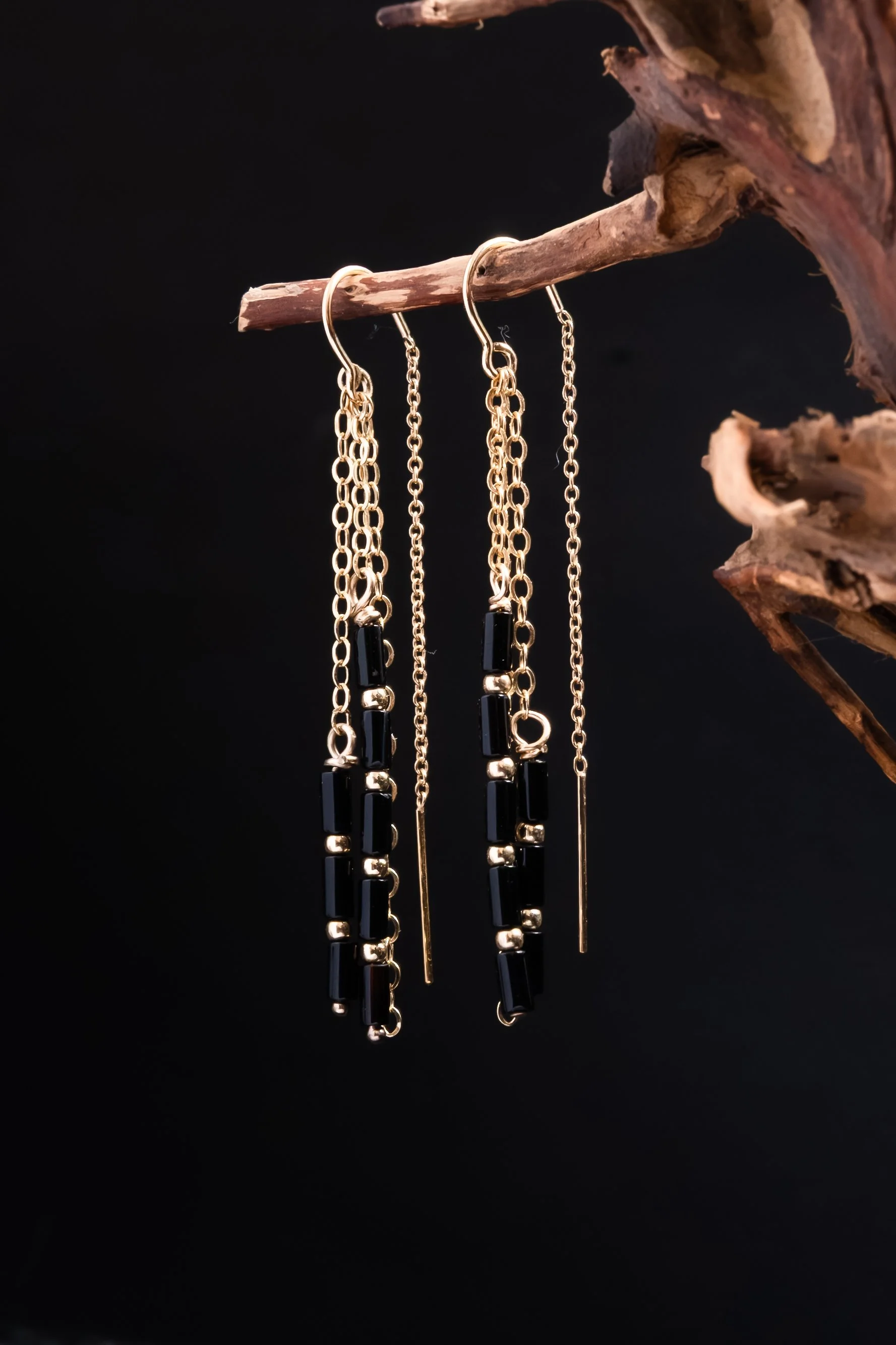Elegant Black and Gold Earrings