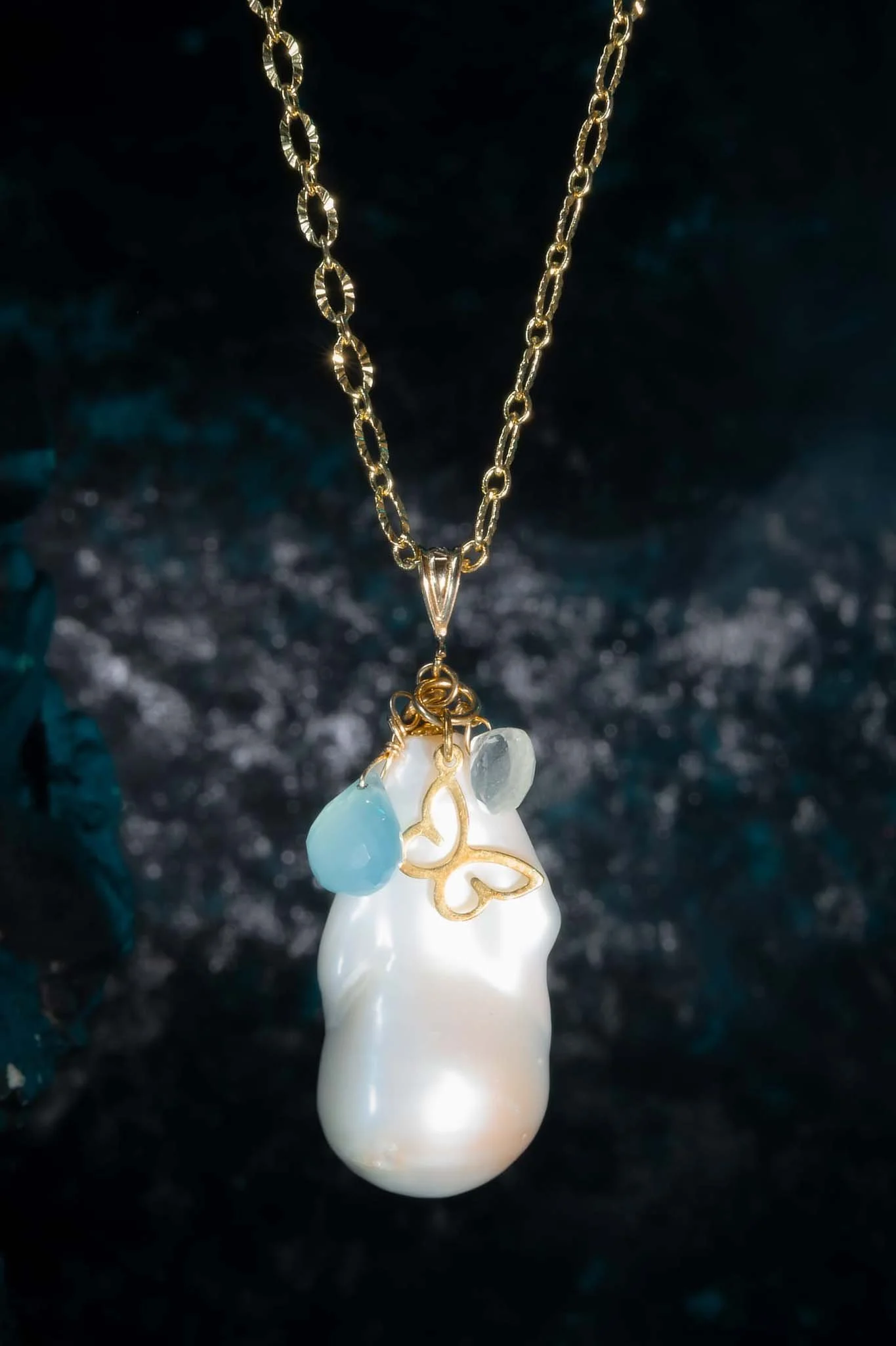 Moon of Proteus  - White Flameball Pearl Statement Necklace  (LIMITED EDITION)